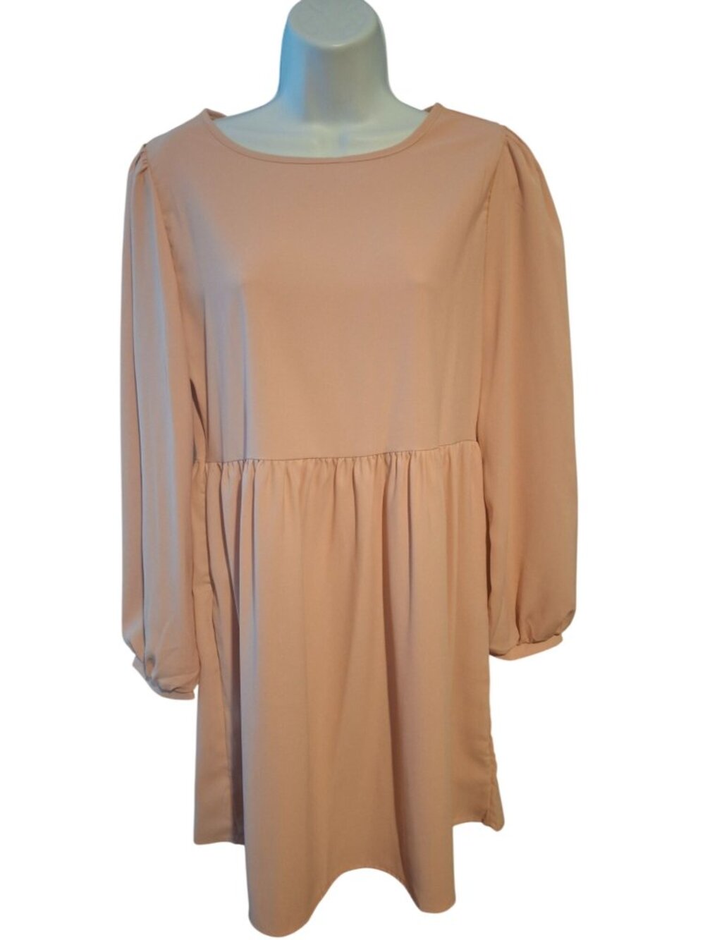 SHEIN Womens M Blush Pink Babydoll Mini Dress Puff Sleeve Coquette Romantic